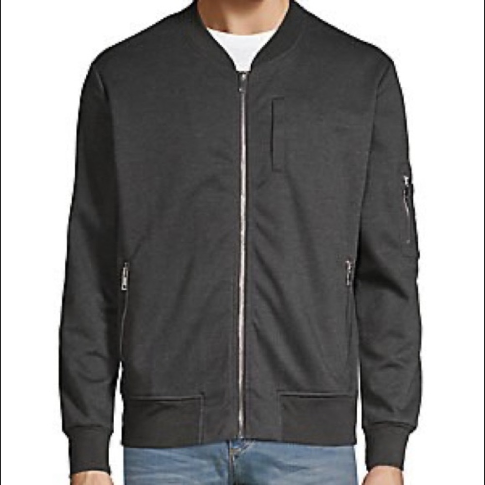 7 Diamonds Grey Knit Bomber Jacket